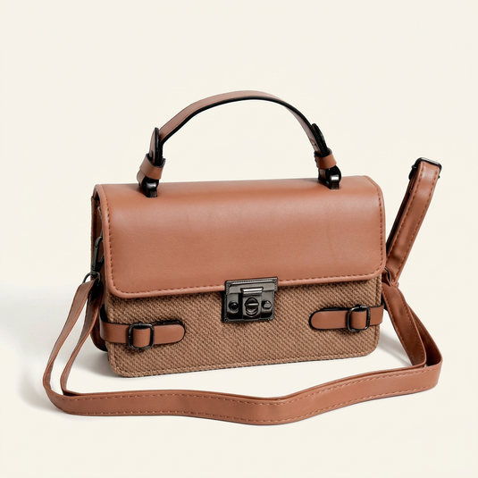 GARIMAS Cognac Brown Faux Leather Handbag for Girls