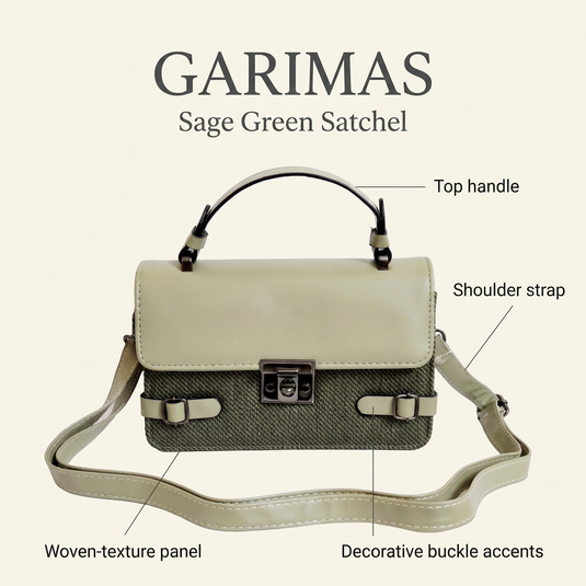 GARIMAS Sage Green Faux Leather Handbag for Girls