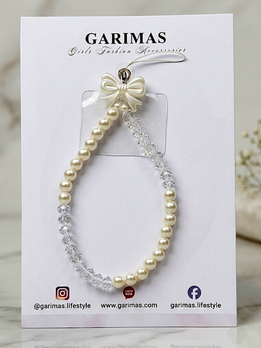 Pear and Crystal beaded mobile phone charm – product image | Garimas
