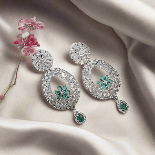 Aqua Green American Diamond Earring - Garimas