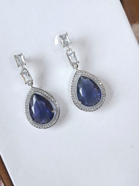 Purple Stone American Diamond Brass Drops