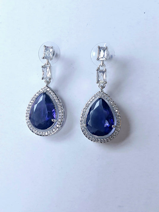 Purple Stone American Diamond Brass Drops