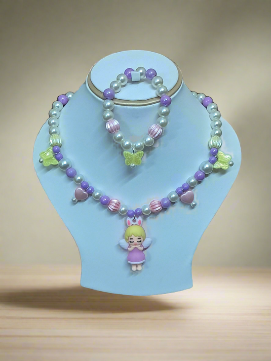 Purple Beads Necklace and Bracelet Set for Girls