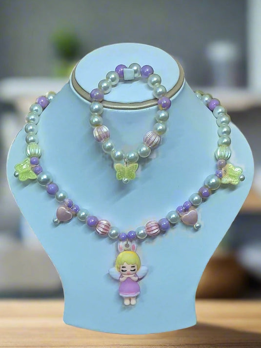 Purple Beads Necklace and Bracelet Set for Girls