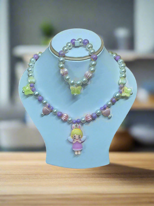 Purple Beads Necklace and Bracelet Set for Girls