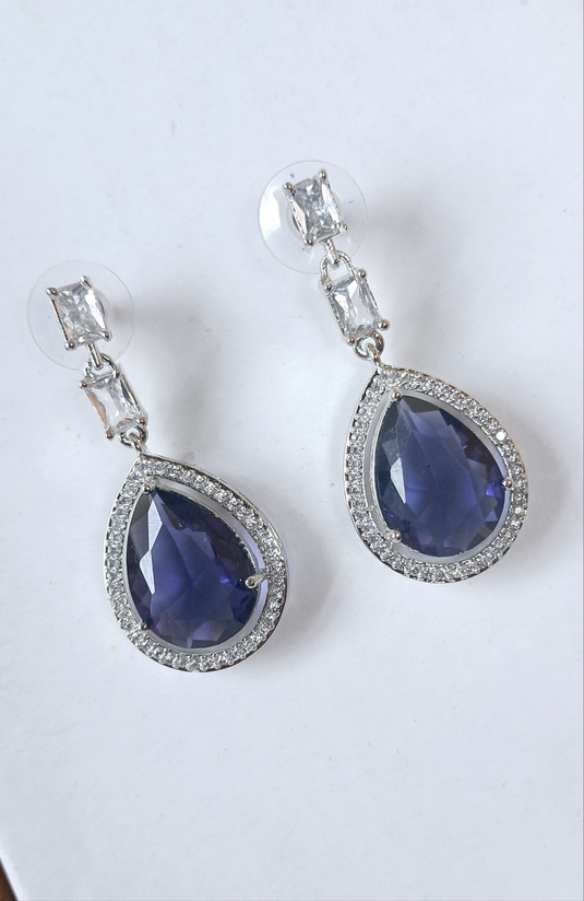 Purple Stone American Diamond Brass Drops