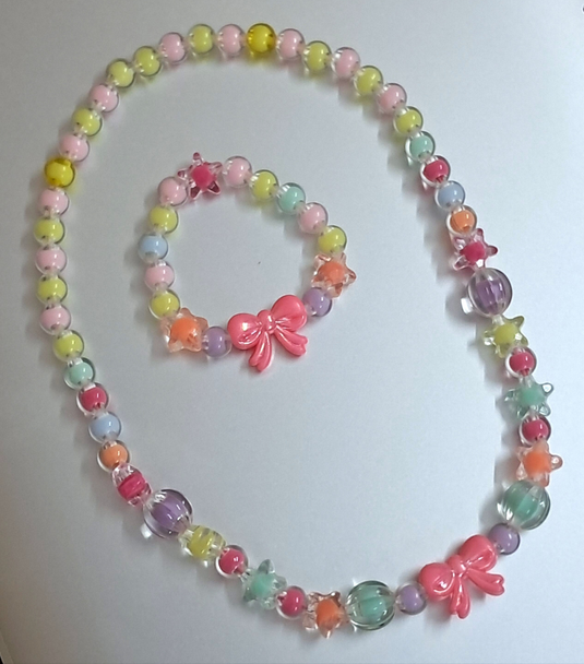 Girls Multicolor beaded Necklace with Bracelet