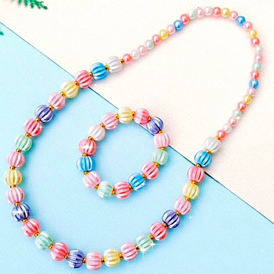 Multicolor Necklace and Bracelet Set for Baby Girls