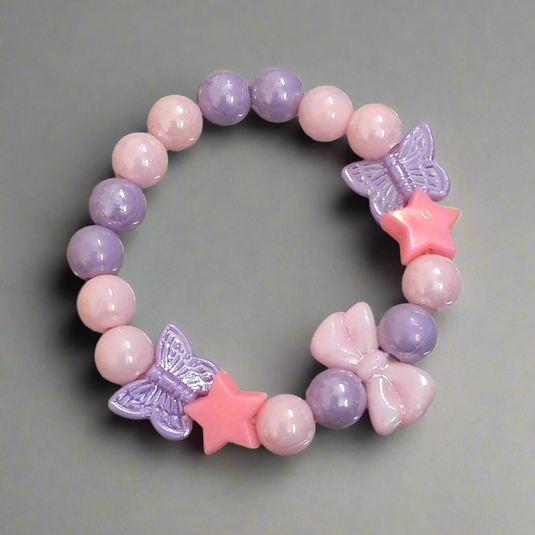Girls Pink and Purple Necklace and Bracelet Combo
