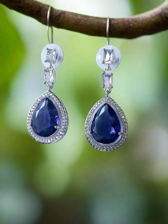 Purple Stone American Diamond Brass Drops