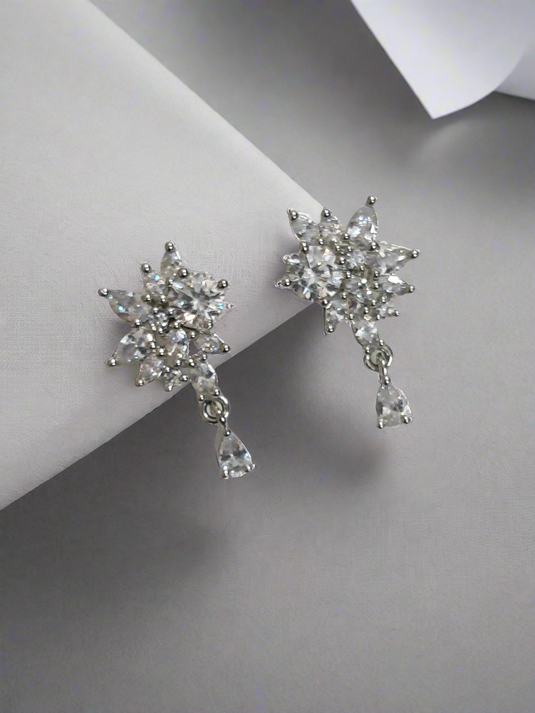 Silver Plated Cubic Zirconia Studded Earring