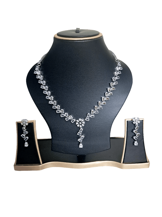 Silver Plated American Diamond Necklace Sets
