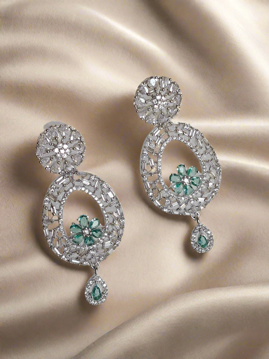 Aqua Green American Diamond Earring