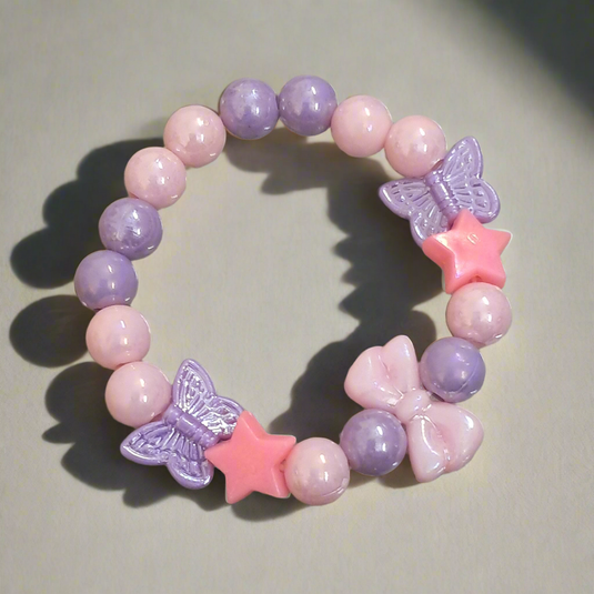 Girls Pink and Purple Necklace and Bracelet Combo