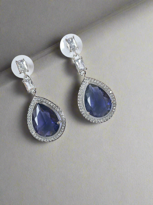 Purple Stone American Diamond Brass Drops