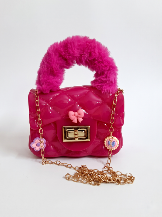 GARIMAS Fuchsia Pink kids silicone handbag, clean main product image without watermark