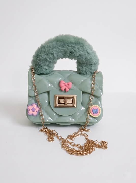 GARIMAS Sage Green kids silicone handbag, clean main product image without watermark