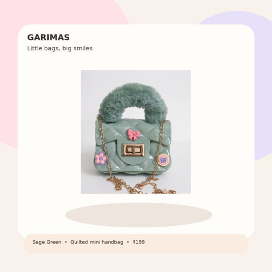 GARIMAS sage green kids silicone handbag lifestyle image