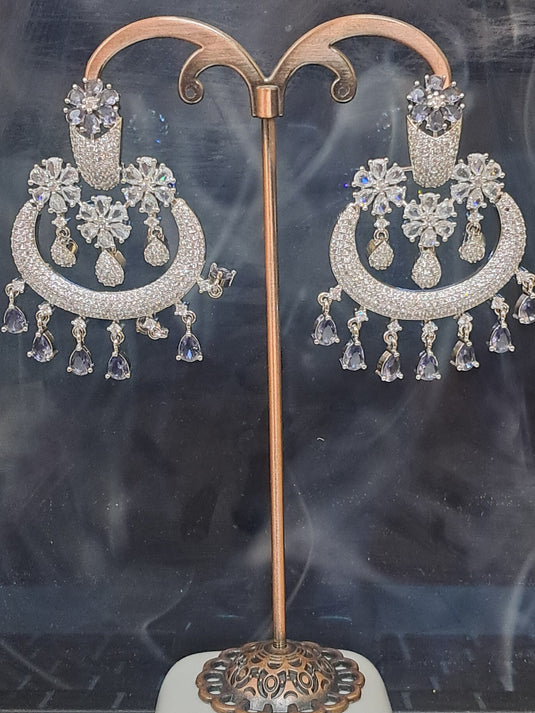 Purple American Diamond Dangler Earring Chadbali