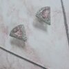 Aqua Pink Pendant Set with Earrings and silver Plated chain - Garimas