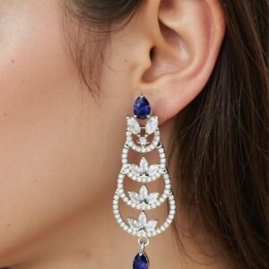 Purple Stone with American Diamond Earring - Garimas