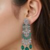 Aqua Green American Diamond Studded Crystal Brass Drops & Danglers - Garimas