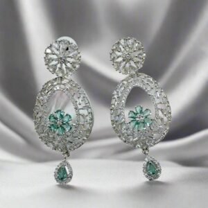 Aqua Green American Diamond Earring - Garimas