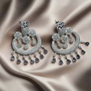 Purple American Diamond Dangler Earring Chadbali - Garimas