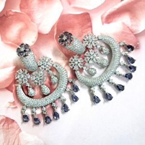 Purple American Diamond Dangler Earring Chadbali - Garimas