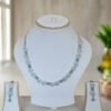 Silver Plated American Diamond Necklace Sets With Aqua Green Stone | Garimas Lifestyle
