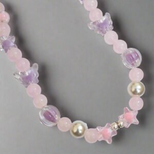 Purple Pink Glass Beads Necklace and Bracelet Set for Girls | GARIMAS