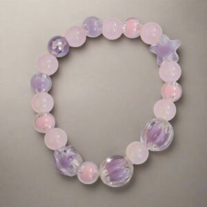 Purple Pink Glass Beads Necklace and Bracelet Set for Girls | GARIMAS