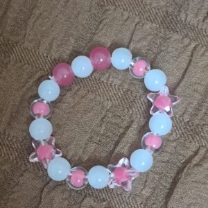 White Pink Glass Beads Necklace and Bracelet Set for Girls | GARIMAS