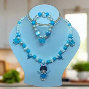 Blue Beads Necklace and Bracelet Set for Girls | GARIMAS
