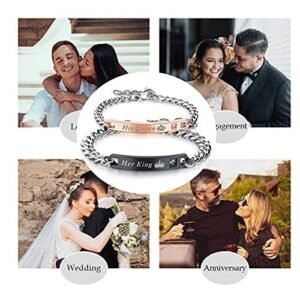 Couple Bracelet Set His Queen Her King Titanium Stainless Steel For Girls & Boys - Garimas