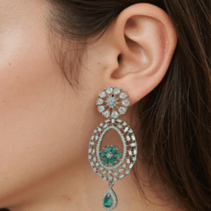 Aqua Green American Diamond Earring - Garimas