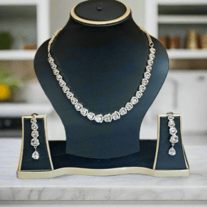 Rose Gold Plated  American Diamond Necklace Sets With White Stone | Garimas Lifestyle