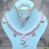 Baby Pink Pearl Beaded Unicorn Necklace and Bracelet Set for Girls | GARIMAS