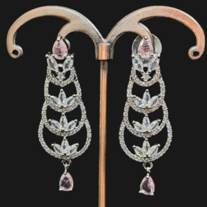 Aqua Pink Stone with American Diamond Earring | Garimas Lifestyle
