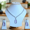 Silver Plated Aqua Purple Stone American Diamond Necklace Sets | Garimas Lifestyle