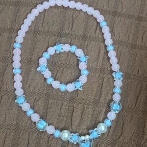 Pink Glass Beads Necklace and Bracelet Set for Girls | GARIMAS