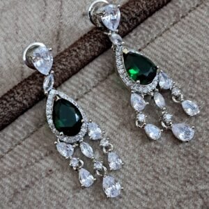 Green Stone with American Diamond Earring | Garimas Lifestyle