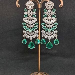 Aqua Green American Diamond Studded Crystal Brass Drops & Danglers | Garimas Lifestyle