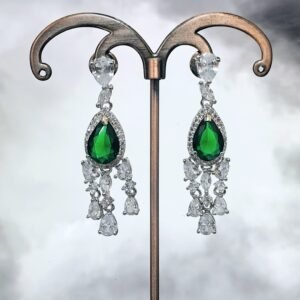 Green Stone with American Diamond Earring | Garimas Lifestyle