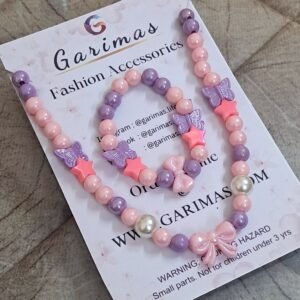 Girls Pink and Purple Necklace and Bracelet Combo | GARIMAS