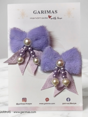 Purple Hair Clip Set for Girls Adorable Bow and Flower Designs Hair Pin Soft with Pearl Beads, Lightweight, and Stylish for Party