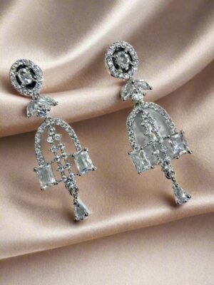 CZ Stone with American Diamond Drop Earring - Garimas