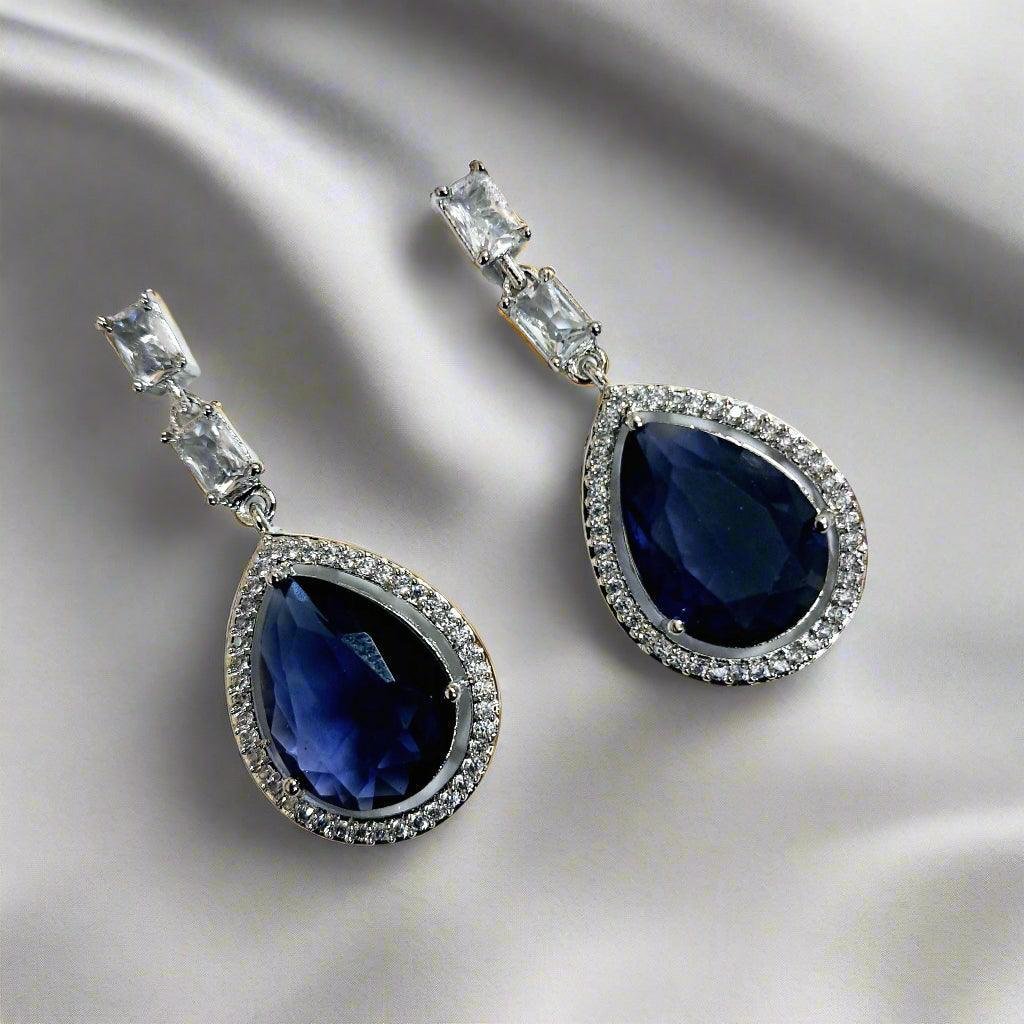 20250108_172001-1 Aqua Blue Stone American Diamond Brass Drops - Garimas