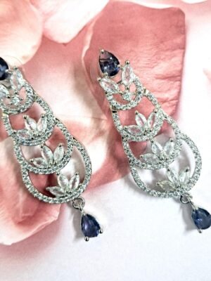 Purple Stone with American Diamond Earring - Garimas