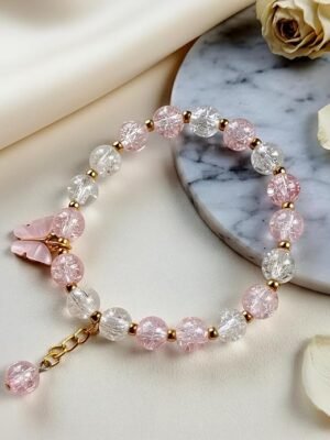 Sparkle Glass Beads Tassel Bracelet With Cute Enamel Butterfly Charm |  Garimas